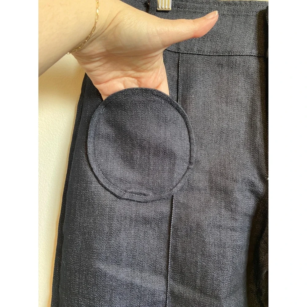Destree Dark Wash Denim Wide Leg Trousers Circular Pockets Blue Size US 10